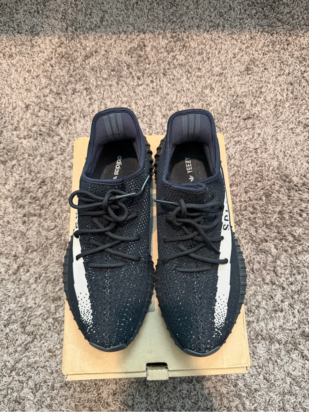 Yeezy Boost 350 V2 Black with White Side Stripe - Men's Sneakers